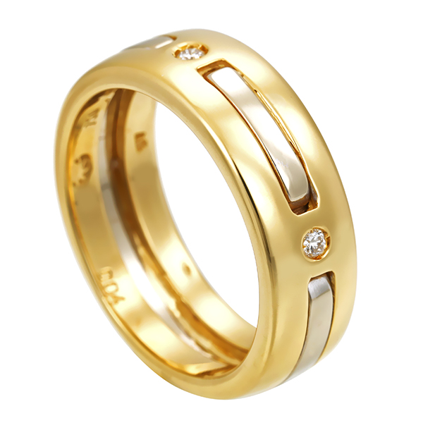 Diamantring, 18K, Gelb-/Weißgold, Brillanten