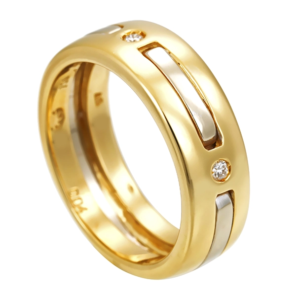 Diamantring, 18K, Gelb-/Weißgold, Brillanten