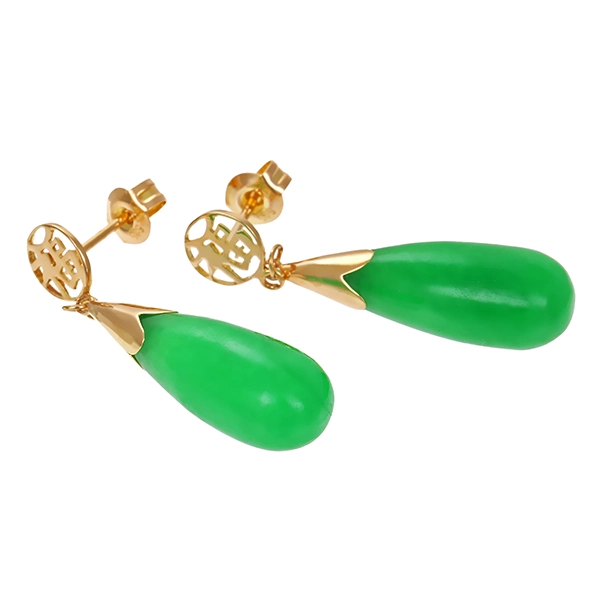 Ohrringe, 14K, Gelbgold, Jade