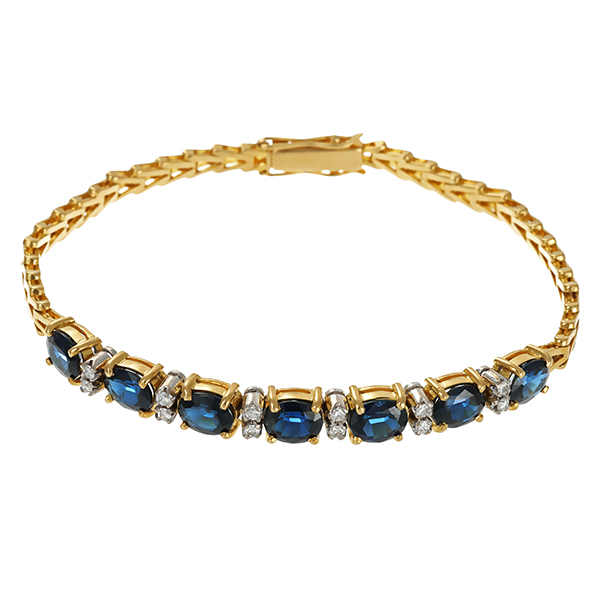 Armband, 18K, Gelbgold, Saphir, Brillant