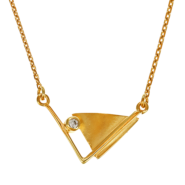 Collier, 14K, Gelbgold, Zirkonia