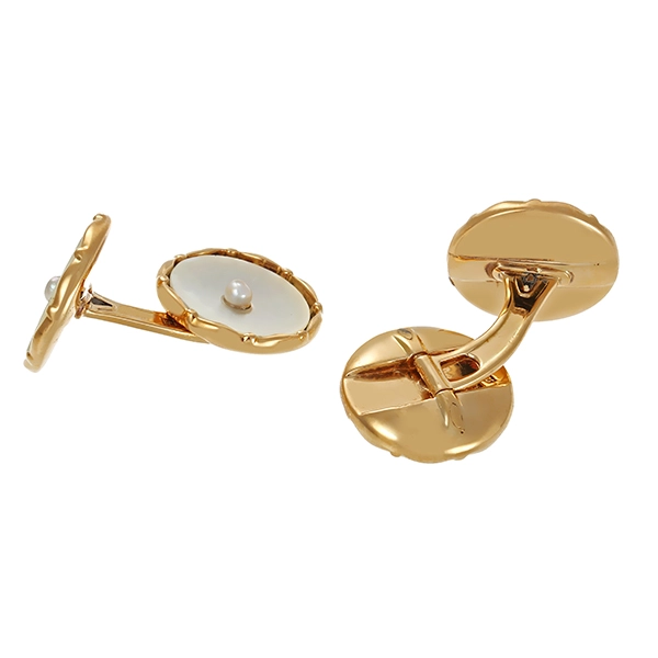 Manschettenknöpfe, 14K, Gelbgold, Perlmutt, Flussperlen