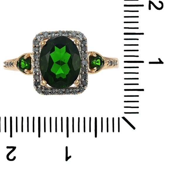 Ring, 9K,  Gelb-/Weißgold, Chromdiopsid, Diamanten
