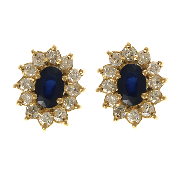Ohrstecker, 18K, Gelb-/Weißgold, Brillanten, Saphire