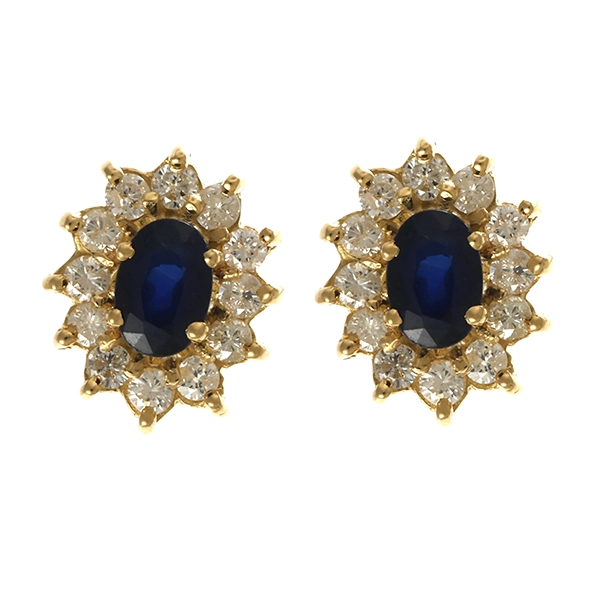 Ohrstecker, 18K, Gelb-/Weißgold, Brillanten, Saphire