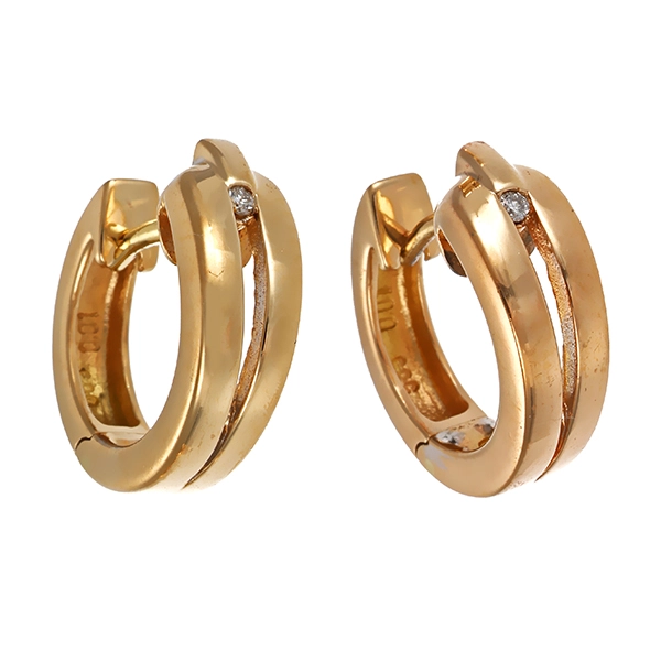 Creolen, 14K, Gelb-/Weißgold, Brillanten