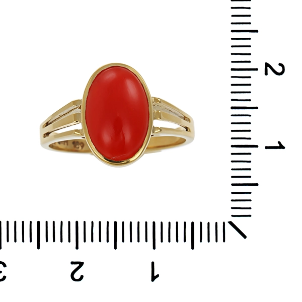 Ring, 8K, Gelbgold, Koralle