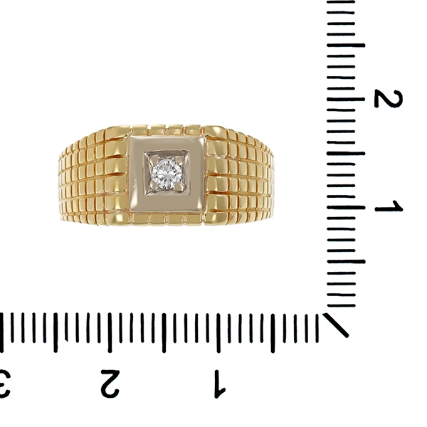 Herrenring, 14K, Gelb-/Weißgold, Brillant