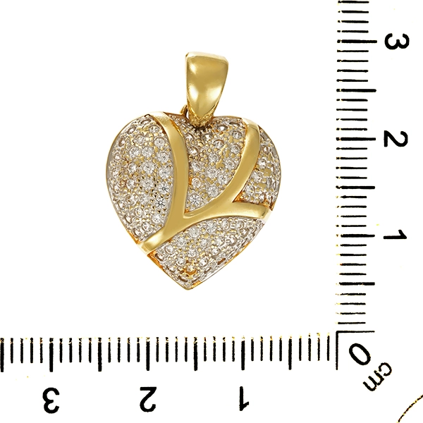 Anhänger, 14K, Gelbgold, Zirkonia, Herz