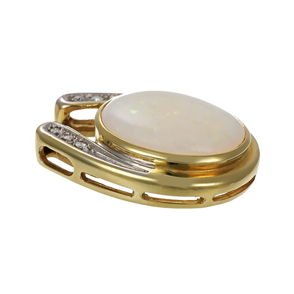 Anhänger, 14K, Gelb-/Weißgold, Brillanten, synthetischer Opal