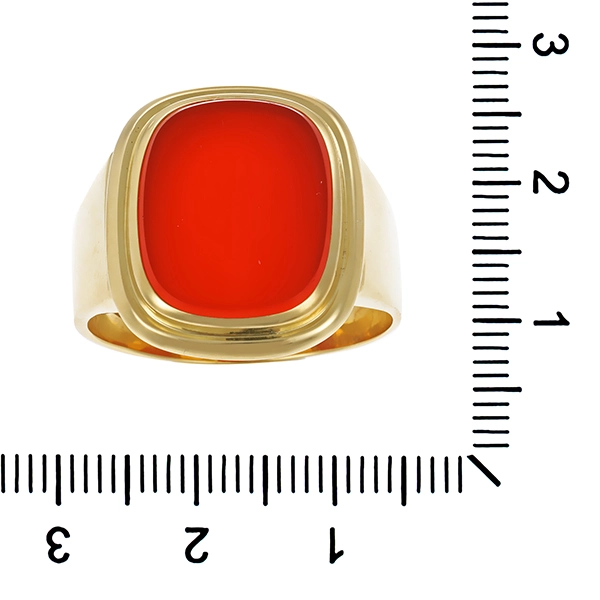 Herrenring, 14K, Gelbgold, Karneol