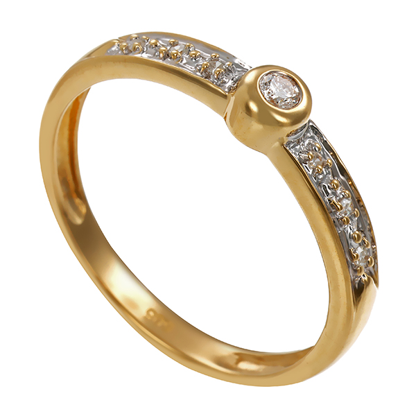 Ring, 14K, Gelb-/Weißgold, Brillant, Diamanten