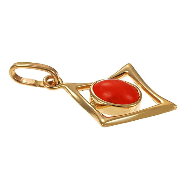 Anhänger, 14K, Gelbgold, Koralle