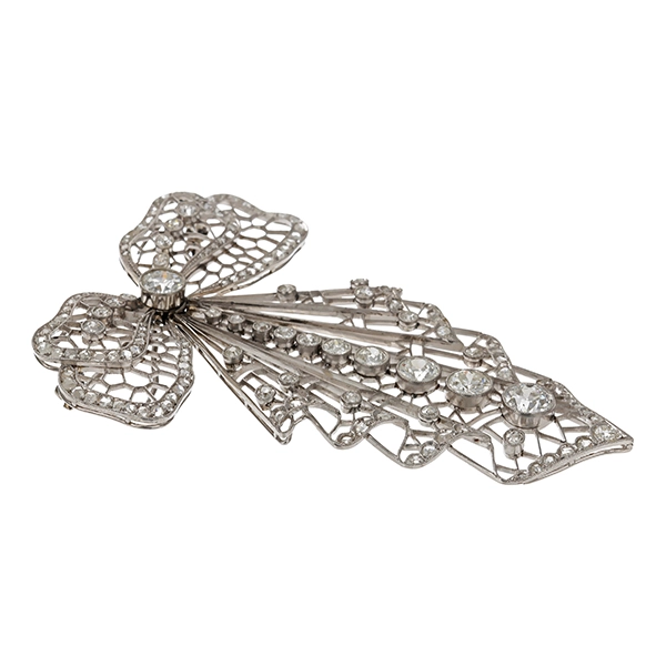 Brosche, Pt250, Platin, Diamanten, Diamantrosen