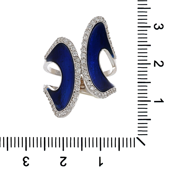 Ring, 18K, Weißgold, Brillanten, Emaille