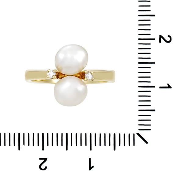 Ring, 14K, Gelbgold, Perle, Zirkonia