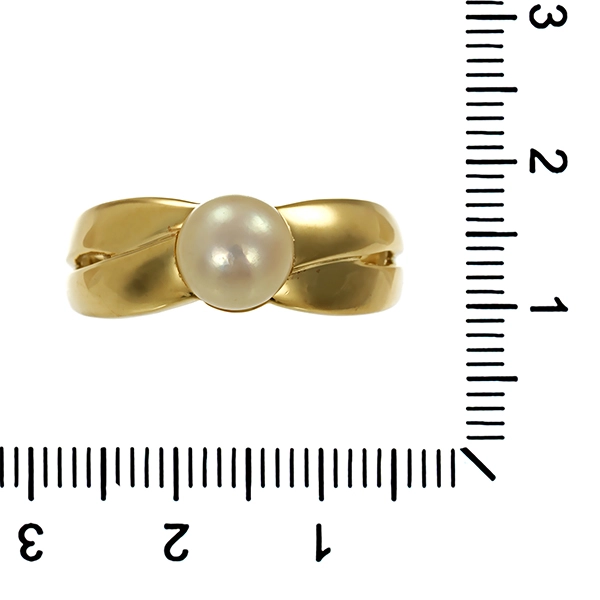 Ring, 14K, Gelbgold, Zuchtperle