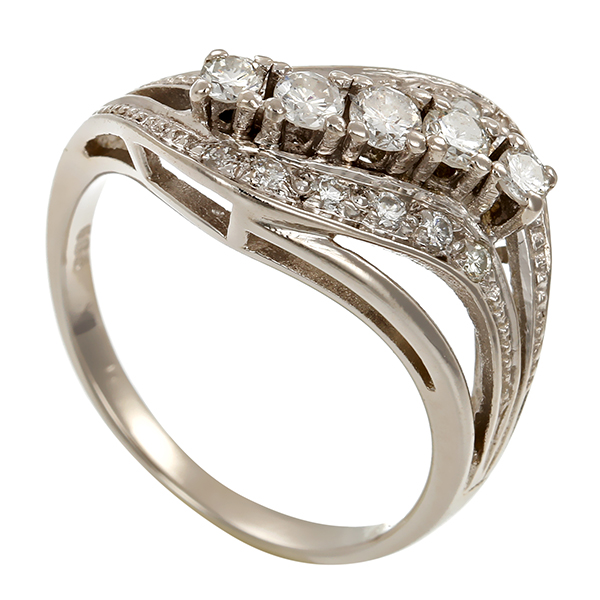 Ring, 14K, Weißgold, Brillanten