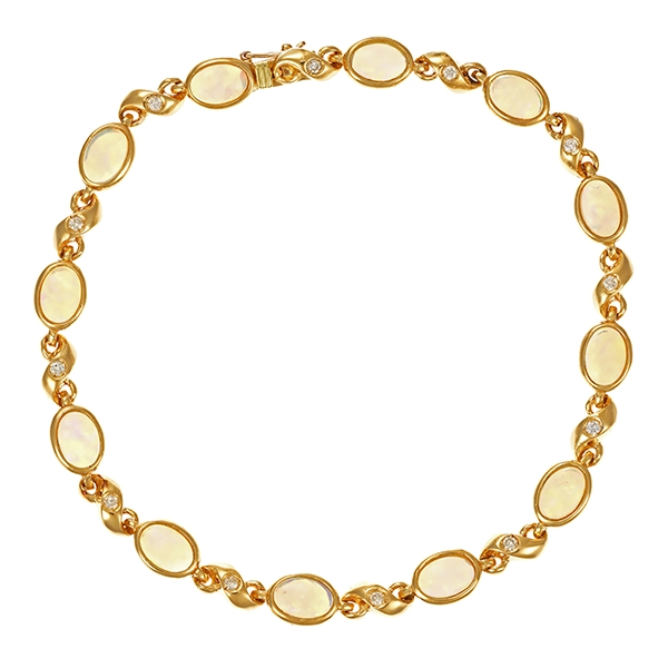 Armband, 18K, Gelbgold, Opale, Brillanten