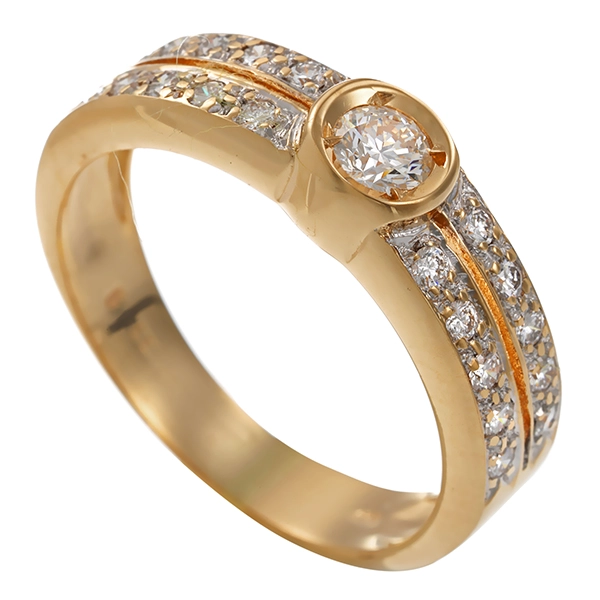 Diamantring, 14K, Gelbgold, Brillanten 0,40 ct