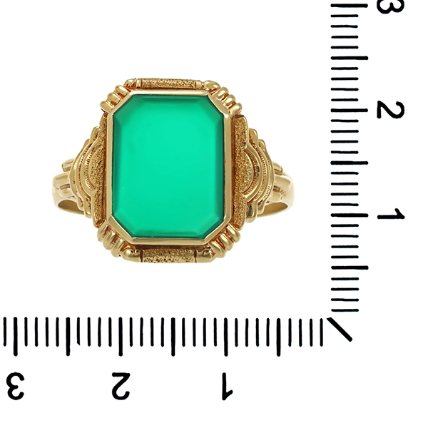 Ring, 14K, Gelbgold, Achat, Antikstil
