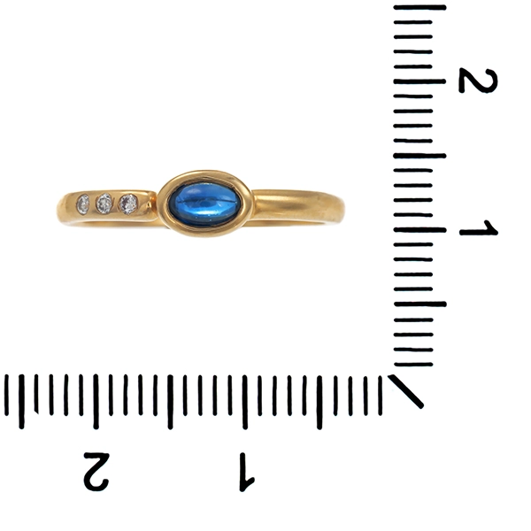 Ring, 14K, Gelbgold, Brillant, Saphir