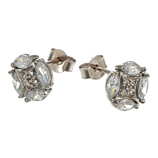 Ohrstecker, 14K, Weißgold, Zirkonia
