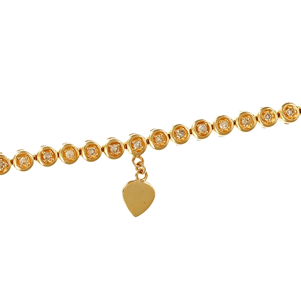 Tennisarmband, 14K, Gelbgold, Diamanten, Herz