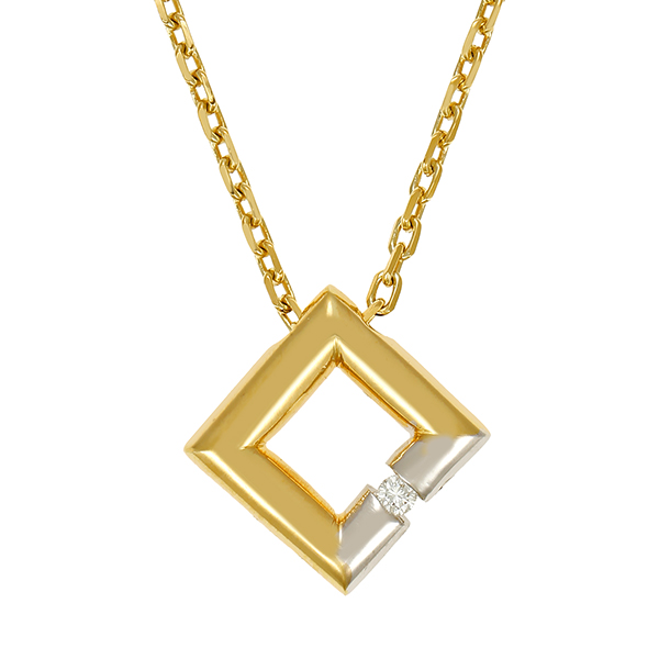 Collier, 18K, Gelb-/Weißgold, Brillant