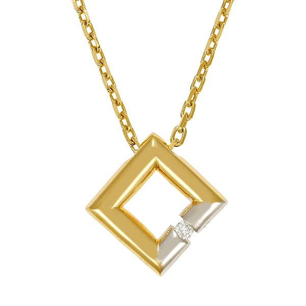 Collier, 18K, Gelb-/Weißgold, Brillant