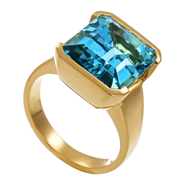 Ring, 18K, Gelbgold, Aquamarin