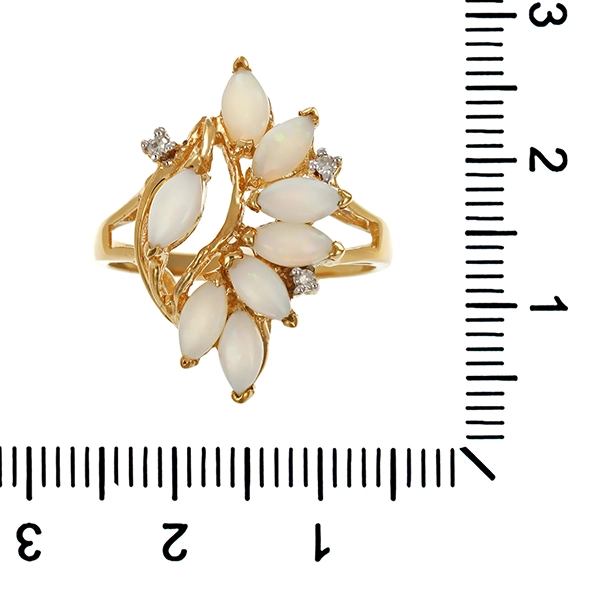 Ring, 8K, Gelbgold, Diamanten, Opale
