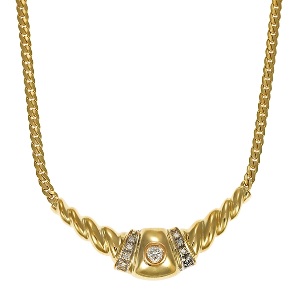 Collier, 14K, Gelbgold, Brillanten