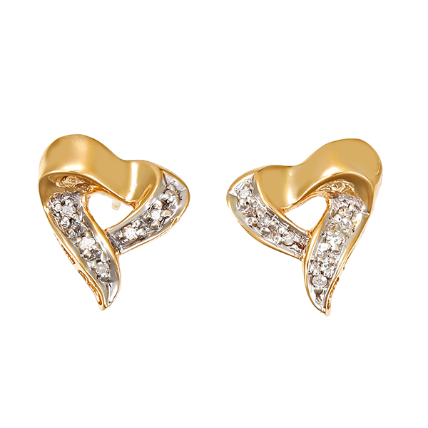 Ohrstecker, 14K, Gelb-/Weißgold, Diamanten