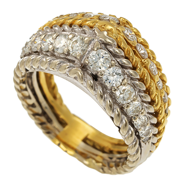 Ring, 18K, Gelb-/Weißgold, Brillanten