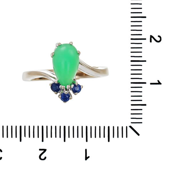 Ring, 14K, Weißgold, Chrysopras, Saphire