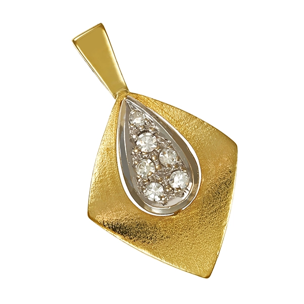 Anhänger, 14K, Gelb-/Weißgold, Diamanten