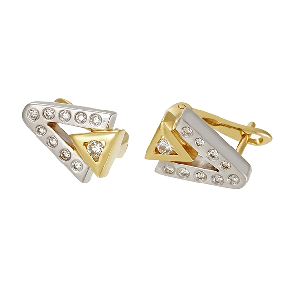 Ohrhänger, 14K, Gelb-/Weißgold, Brillanten