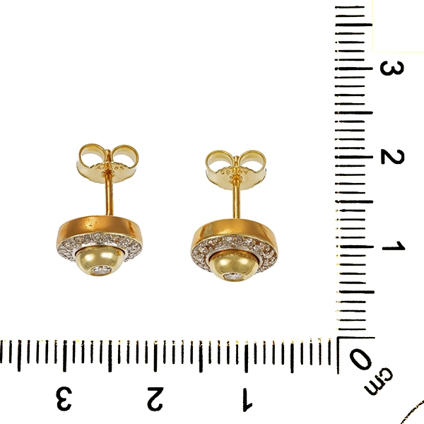 Ohrstecker, 14K, Gelb-/Weißgold, Diamanten, Brillanten