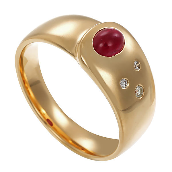 Ring, 14K, Gelbgold, Rubin, Brillanten