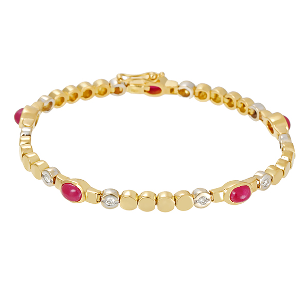 Armband, 18k, Gelbgold, Brillant, Rubin