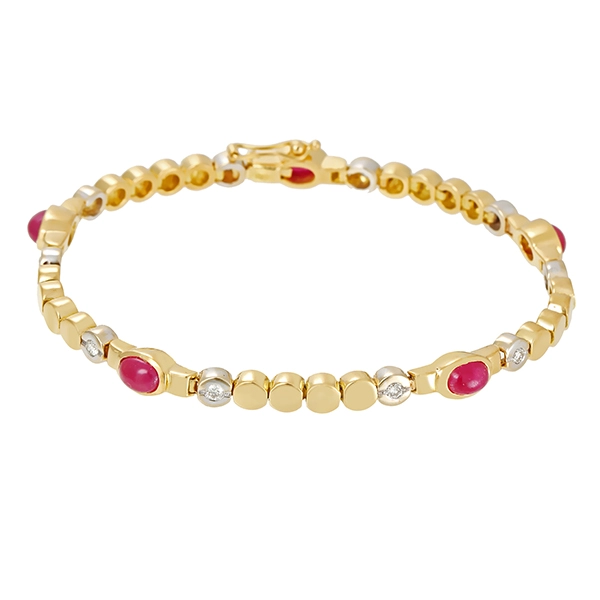 Armband, 18k, Gelbgold, Brillant, Rubin