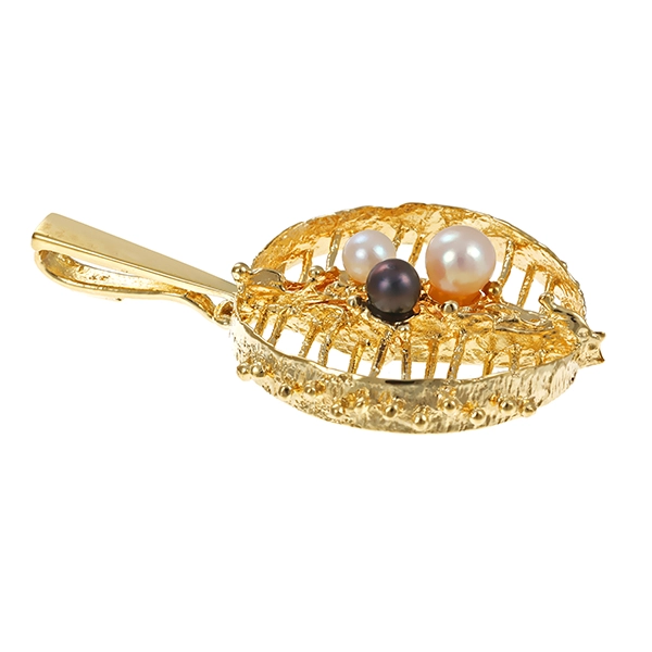 Anhänger, 8K, Gelbgold, Perlen