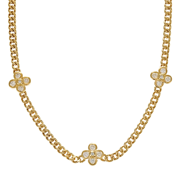 Collier, 14K, Gelbgold, Brillanten