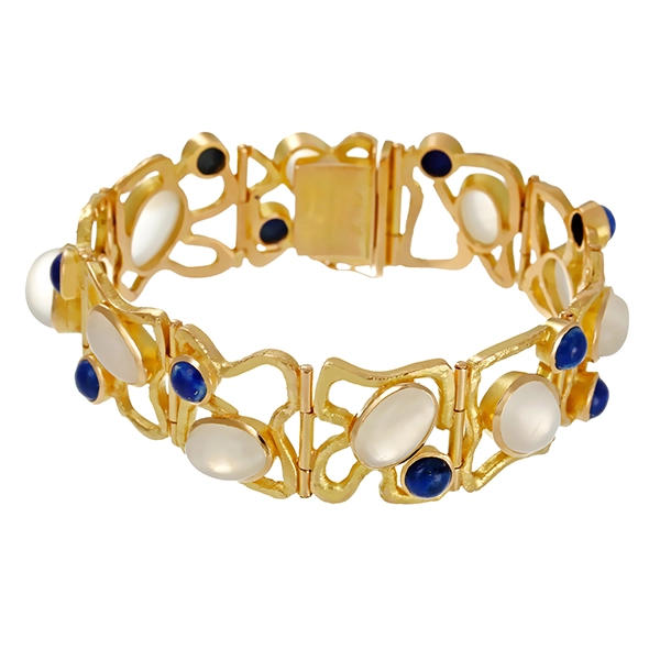 Armband, 18K, Gelbgold, Mondstein, Lapis