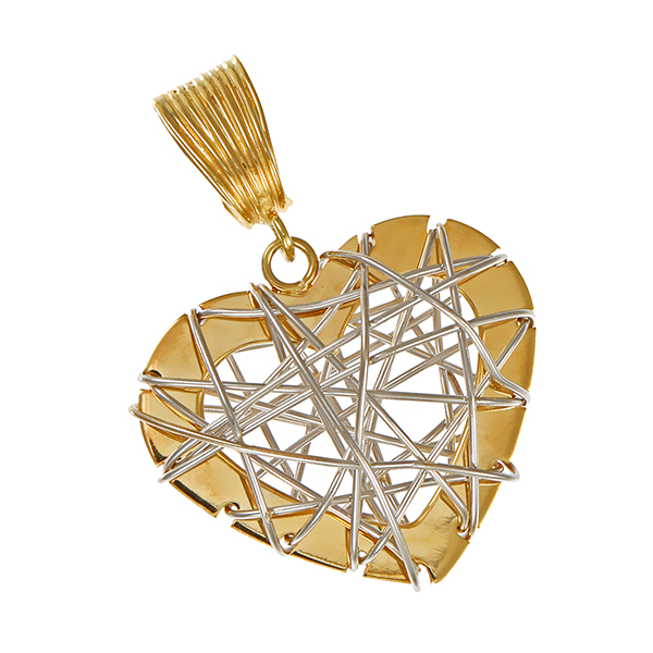 Anhänger, 14K, Gelb-/Weißgold, Herz