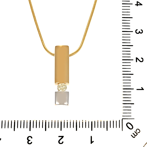 Collier, 14K, Gelb-/Weißgold, Brillant 0,10 ct