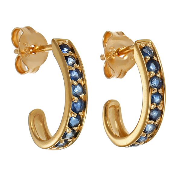 Steckcreolen, 14K, Gelbgold, Saphire
