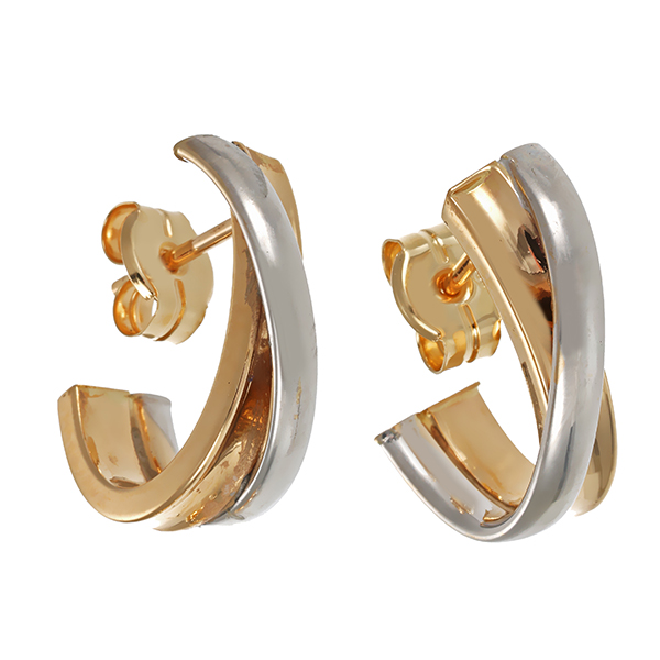 Steckcreolen, 14K, Gelb-/Weißgold