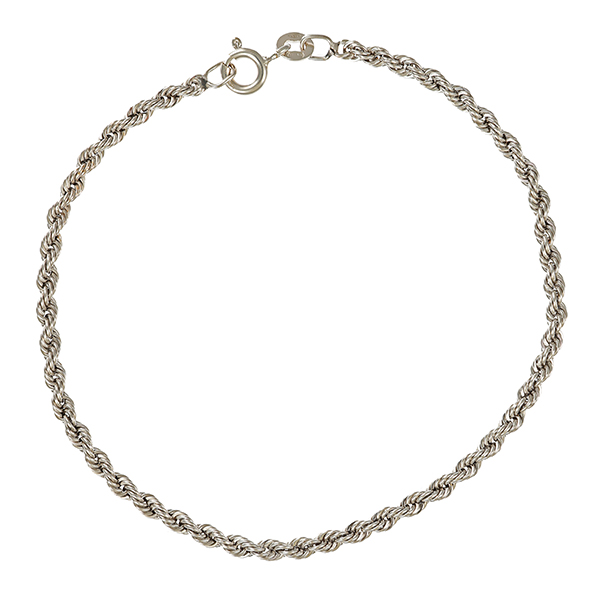 Armband, 14K, Weißgold, Kordel-